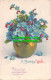 R516381 A Birthday Wish. Blue Flowers In Vase. Postcard - Welt