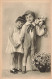 ENFANTS - Portraits - Petit Garçon - Petite Fille - Fleurs - Vase - Carte Postale Ancienne - Portretten