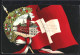 AK Basel, Rathaus, Wappen Der Kantone, Schweizer Fahne  - Bâle