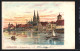 Lithographie Regensburg, Blick Von Der Donau Aus, Segelboot  - Regensburg