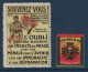 LOT De 2 VIGNETTES THÈME MILITAIRE " SOUVENEZ-VOUS / L'OUBLI ..." + LES CROIX DE FEU / AU PÉRIL DE LEUR VIE " - Militärmarken