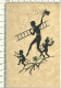 Silhouette Ragazzo E Bambini Con Scale A Pioli - V. 1930 - Silhouetkaarten