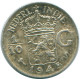 1/10 GULDEN 1945 S NETHERLANDS EAST INDIES SILVER Colonial Coin #NL14221.3.U.A - Nederlands-Indië