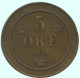 5 ORE 1889 SWEDEN Coin #AC633.2.U.A - Suède