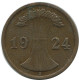 2 RENTENPFENNIG 1924 J ALEMANIA Moneda GERMANY #AE286.E.A - 2 Rentenpfennig & 2 Reichspfennig