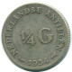 1/4 GULDEN 1954 NETHERLANDS ANTILLES SILVER Colonial Coin #NL10887.4.U.A - Netherlands Antilles