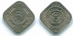 5 CENTS 1970 NIEDERLÄNDISCHE ANTILLEN Nickel Koloniale Münze #S12526.D.A - Netherlands Antilles