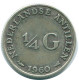 1/4 GULDEN 1960 ANTILLAS NEERLANDESAS PLATA Colonial Moneda #NL11071.4.E.A - Antillas Neerlandesas