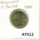 5 FORINT 1993 HUNGRÍA HUNGARY Moneda #AY512.E.A - Hongrie