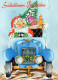 PAPÁ NOEL CAR AUTO NAVIDAD Fiesta Vintage Tarjeta Postal CPSM #PAK007.A - Santa Claus