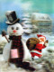 WEIHNACHTSMANN SANTA CLAUS Neujahr Weihnachten SCHNEEMANN LENTICULAR 3D Vintage Ansichtskarte Postkarte CPSM #PAZ054.A - Santa Claus