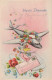 OSTERN FLOWERS Vintage Ansichtskarte Postkarte CPA #PKE470.A - Pâques