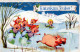 BABBO NATALE Buon Anno Natale GNOME Vintage Cartolina CPA #PKE008.A - Santa Claus