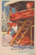 SANTA CLAUS Happy New Year Christmas GNOME Vintage Postcard CPSMPF #PKD470.A - Kerstman