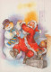 SANTA CLAUS Happy New Year Christmas SNOWMAN Vintage Postcard CPSM #PAU387.GB - Santa Claus