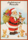 SANTA CLAUS ANIMALS CHRISTMAS Holidays Vintage Postcard CPSM #PAK494.GB - Santa Claus