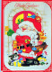 PAPÁ NOEL Animales NAVIDAD Fiesta Vintage Tarjeta Postal CPSM #PAK495.ES - Santa Claus