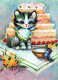 KATZE MIEZEKATZE Tier Vintage Ansichtskarte Postkarte CPSM #PAM226.DE - Gatos