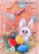 PÂQUES LAPIN ŒUF Vintage Carte Postale CPSM #PBO467.FR - Easter