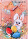 PÂQUES LAPIN ŒUF Vintage Carte Postale CPSM #PBO467.FR - Pâques