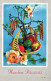 OSTERN FLOWERS EI Vintage Ansichtskarte Postkarte CPA #PKE167.DE - Ostern