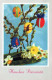 PASQUA FIORI UOVO Vintage Cartolina CPA #PKE168.IT - Ostern