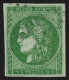 N°42Bg, Cérès Bordeaux 5c Vert, Oblitération Légère, Signé CALVES - TB - 1870 Ausgabe Bordeaux