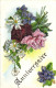 Carte Palletée Anniversaire Roses Marguerites Violettes RV - Geburtstag