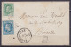 Exceptionnelle Env. De Carignan Affr. France N°29B + Belgique N°30 (léger Pelurage) (total 30c Tarif "correct") Oblit. E - 1869-1883 Leopold II.