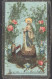 13811205 - AK Mit Aufmontierter Heiligenapplikation Und Rosenapplikationen Und Echtem Gras, 10cm X 6 Cm - Autres & Non Classés