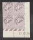 Semeuse 45 C Violet 197 Préo 46 En Bloc De 4 Coin Daté PAS CHER - 1903-60 Säerin, Untergrund Schraffiert