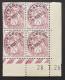 Blanc 7 1/2 C. Violet Préo 42 En Bloc De 4 Coin Daté PAS CHER - 1900-29 Blanc