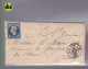 Un Timbre Napoléon III   N° 14  20 C Bleu   Sur Lettre  1856     Destination Mespaul  ( Isère ) - 1853-1860 Napoleone III