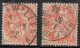 France 2 X Yvert N°109 3 C. Blanc Type II 1932-33 : 2 Timbres Bien Centrés Oblitérés BISCHWILLER / BAS-RHIN - 1900-29 Blanc