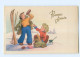 Y5553/ Bonne Annee Neujahr Kinder Skifahren AK Ca.1950  - Nieuwjaar