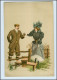 T624/ Jugendstil Litho Ak Junge Frau Und  Mann Ca.1900 - Other & Unclassified