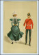 T619/ Jugendstil Litho Ak Frau Und Soldat Mit Pickelhaube Ca.1900 - Autres & Non Classés