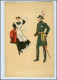T615/ Jugendstil Litho Ak Frau Und Soldat   Ca.1900 - Autres & Non Classés