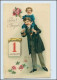 N9643/ Neujahr Vater Und Kind  Litho Glimmer Prägedruck AK Ca.1908 - Nouvel An