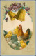 N8402/ Ostern Hühner Küken Glocken Litho Prägedruck AK Ca.1900 - Pasqua