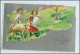 W5H79/ Ostern Kinder Mit Lamm 1906 Litho Prägedruck AK - Pasqua