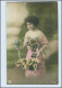 P3C48/ Geburtstag Frau Mit Blumenkorb Foto AK 1912 - Birthday