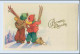 W0D84/ Bonne Année Neujahr Kinder Künstler AK Sign: M.B Skifahren - Neujahr