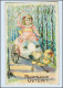 W7G80/ Ostern Mädchen Und Küken Litho AK 1906   (b) - Pasqua