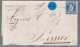 Un Timbre Napoléon III   N° 14  20 C Bleu   Sur Lettre  1859     Destination St - Omer - 1853-1860 Napoléon III