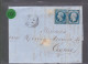 2 Timbres  Napoléon III   N° 14  20 C Bleu   Sur Lettre   1859   Destination Cognac - 1853-1860 Napoléon III.