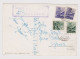 ITALY 1949 Pc With Topic Stamps 2x1Lira, 2x6Lire AOSTA To GENOVA, COLLE DEL GIGANTE M.3324 COURMAYEUR Cachet (53641) - 1946-60: Marcophilia