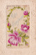 Fantaisie --1916-- Carte Brodée  " Un Bonjour "  (fleurs  Roses ) - Embroidered