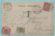 Postkaart Paris Via MONS (STATION) 23/06/1904 Naar BAUDOUR 23/06/1904 Met TX 5+6 - Storia Postale