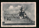 AK Panzerschiff Admiral Scheer Der Kriegsmarine In Flaggengala, Bugansicht  - Guerre